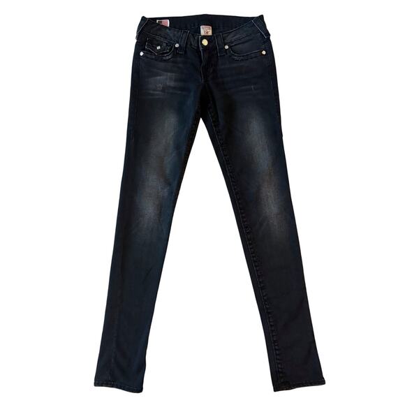 True Religion Denim - VTG True Religion Jeans Skinny Women’s 26 Black Julie Super T Vintage Biker‎ Y2K